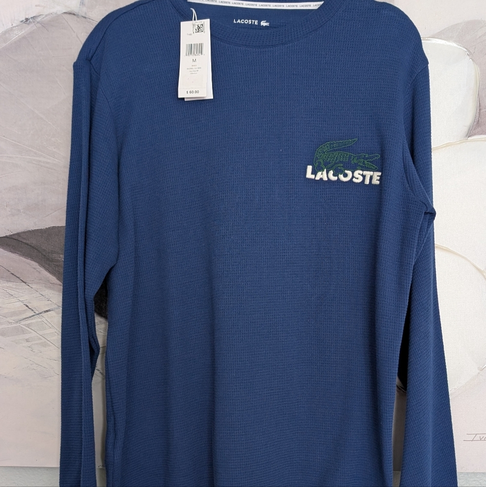 Lacoste 🐊 Long Sleeve Thermal Shirt Size Medium Nwt ❤️